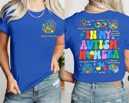 Autism Awareness Shirt Women in My Autism Mom Era Shirts Be Kind T-Shirts Inspirational Graphic Tee Casual Top