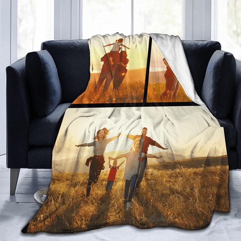 Custom Blanket with Photo Text Personalized Bedding Throw Blankets Customized Flannel Fleece Blankets for Family Birthday Wedding Gift