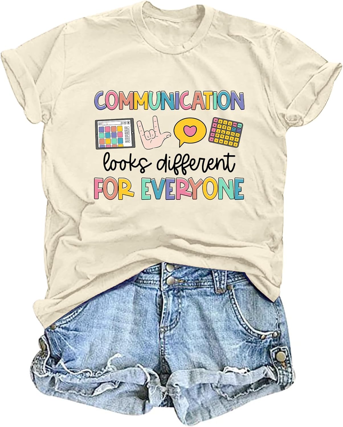 HQP Autism Awareness Shirt Women Teacher Speech Therapy T-Shirts Special Education Teacher Short Sleeve Tops