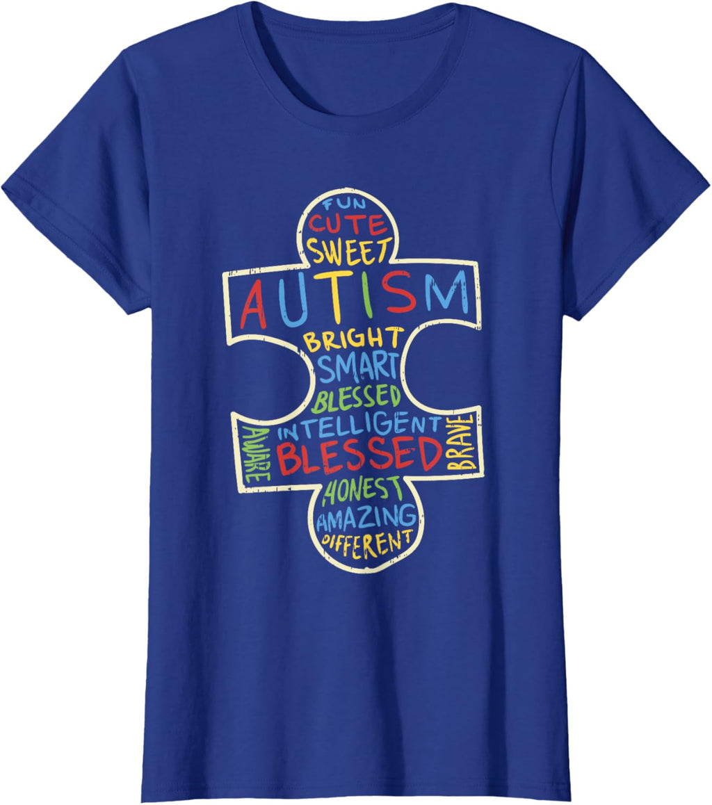 Autism Awareness Shirt Puzzle Piece Words Autistic Gift