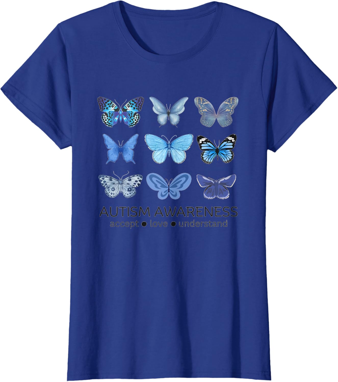 Women In April We Wear Blue Butterfly Autism Mental Health