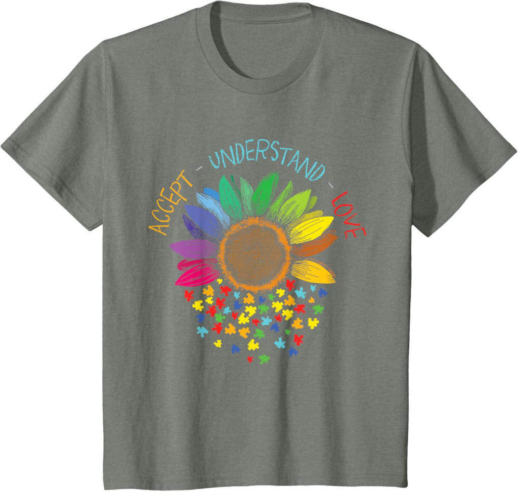 Autism Awareness Accept Understand Love ASD Rainbow Flower