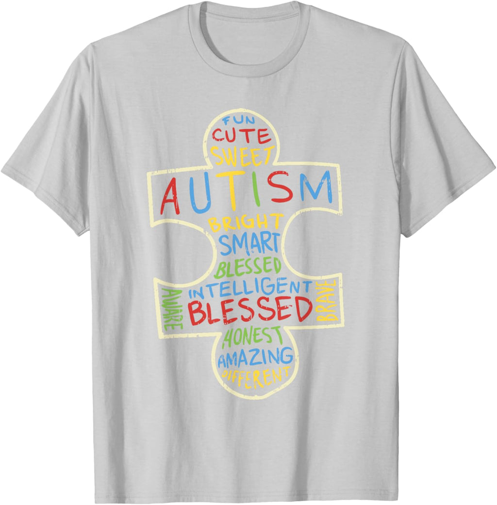 Autism Awareness Shirt Puzzle Piece Words Autistic Gift