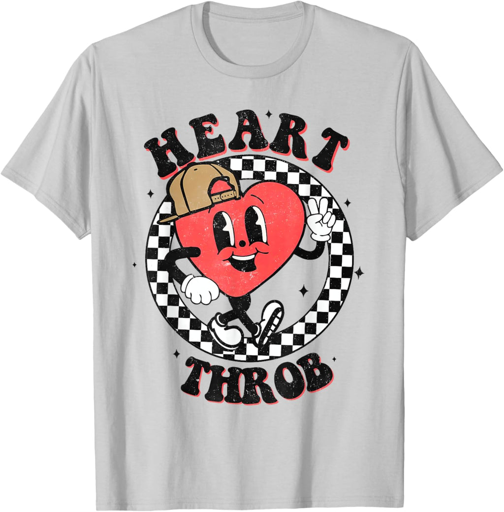 Retro Heart Throb Checkered Kid Preschool Boy Valentines Day