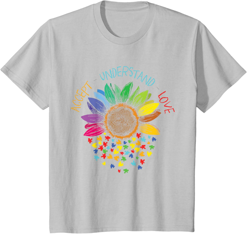 Autism Awareness Accept Understand Love ASD Rainbow Flower