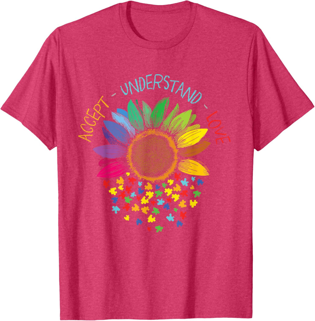 Autism Awareness Accept Understand Love ASD Rainbow Flower