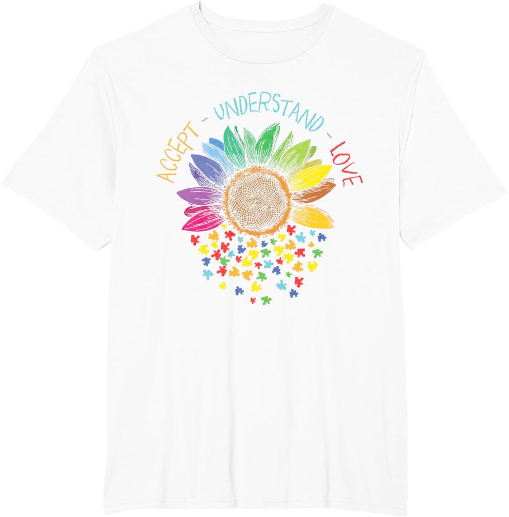 Autism Awareness Accept Understand Love ASD Rainbow Flower