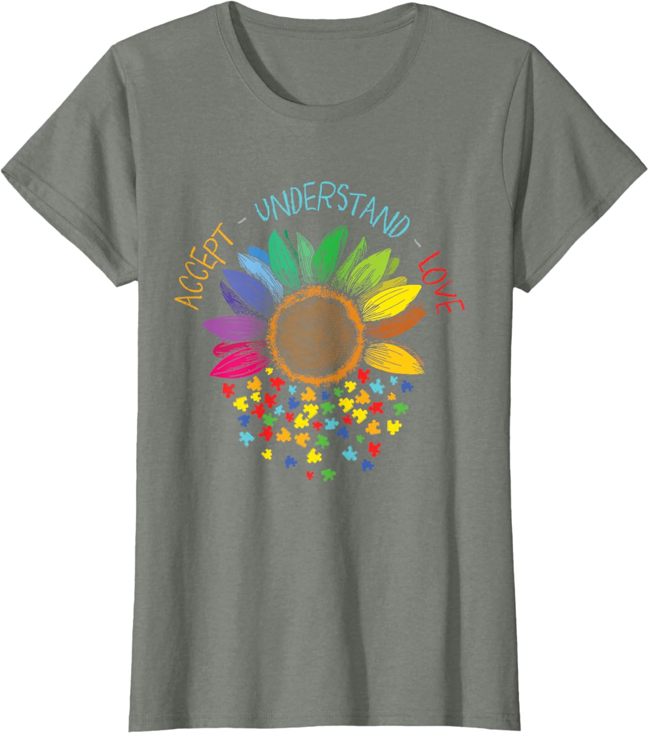 Autism Awareness Accept Understand Love ASD Rainbow Flower