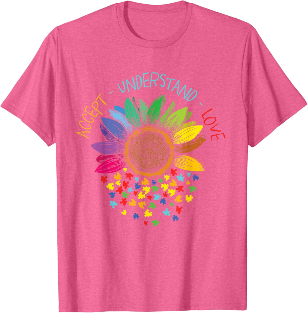 Autism Awareness Accept Understand Love ASD Rainbow Flower