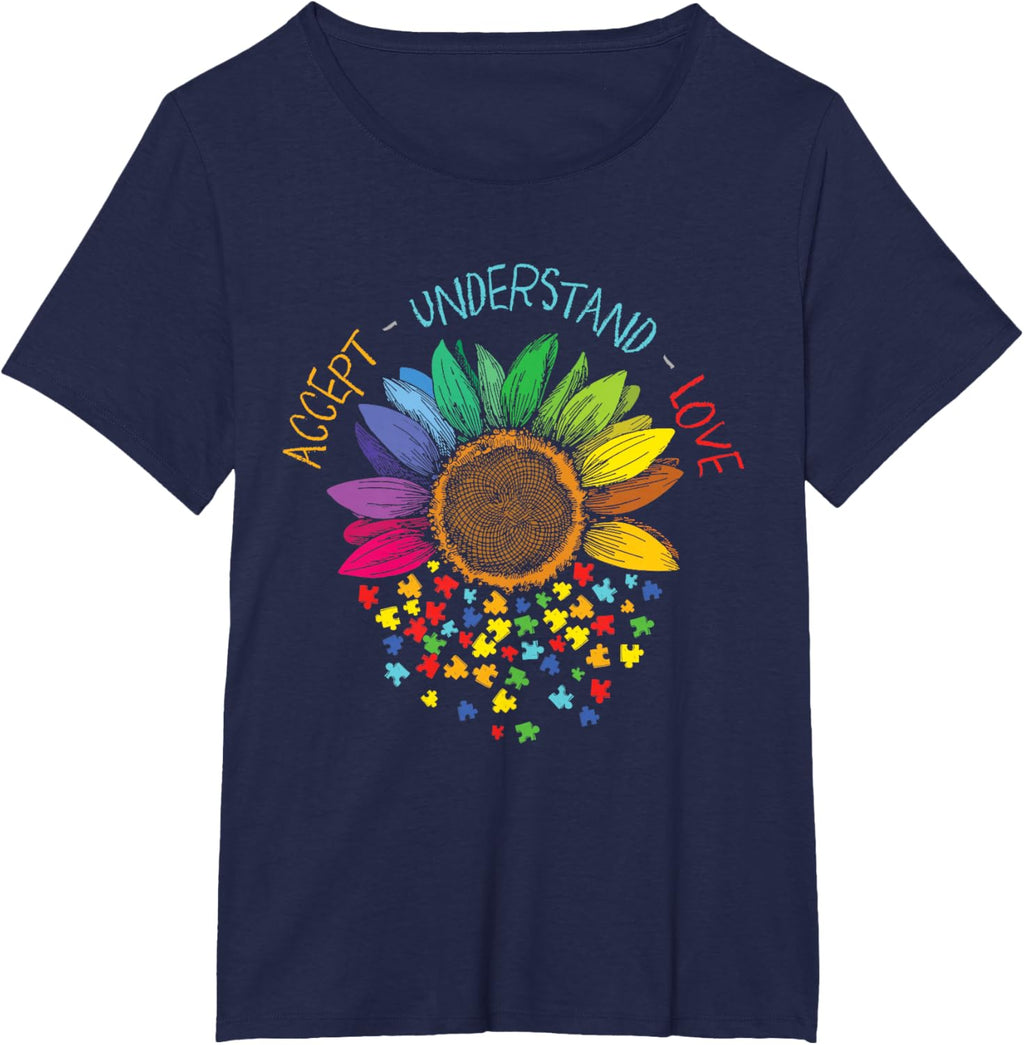 Autism Awareness Accept Understand Love ASD Rainbow Flower