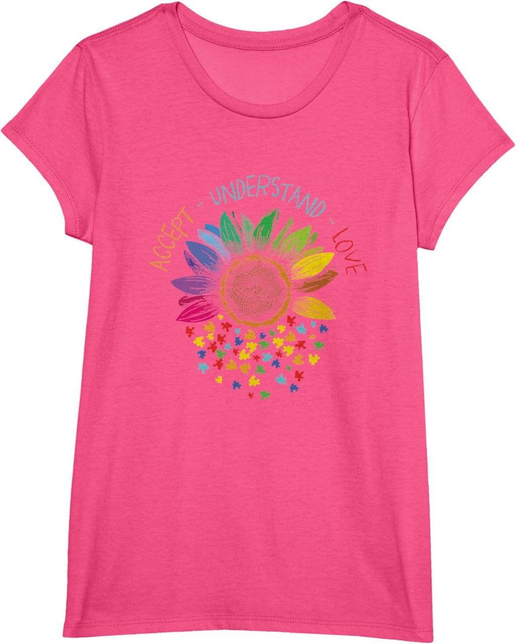 Autism Awareness Accept Understand Love ASD Rainbow Flower