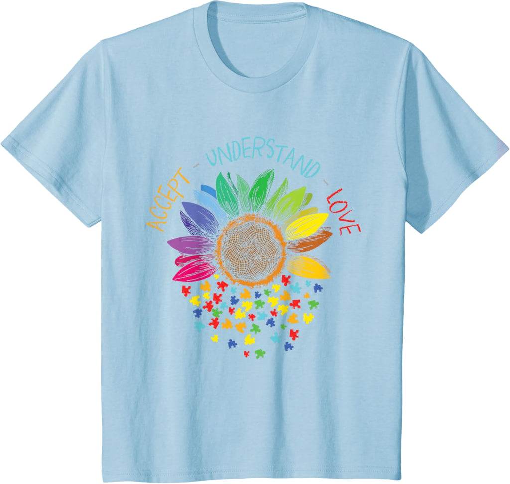 Autism Awareness Accept Understand Love ASD Rainbow Flower