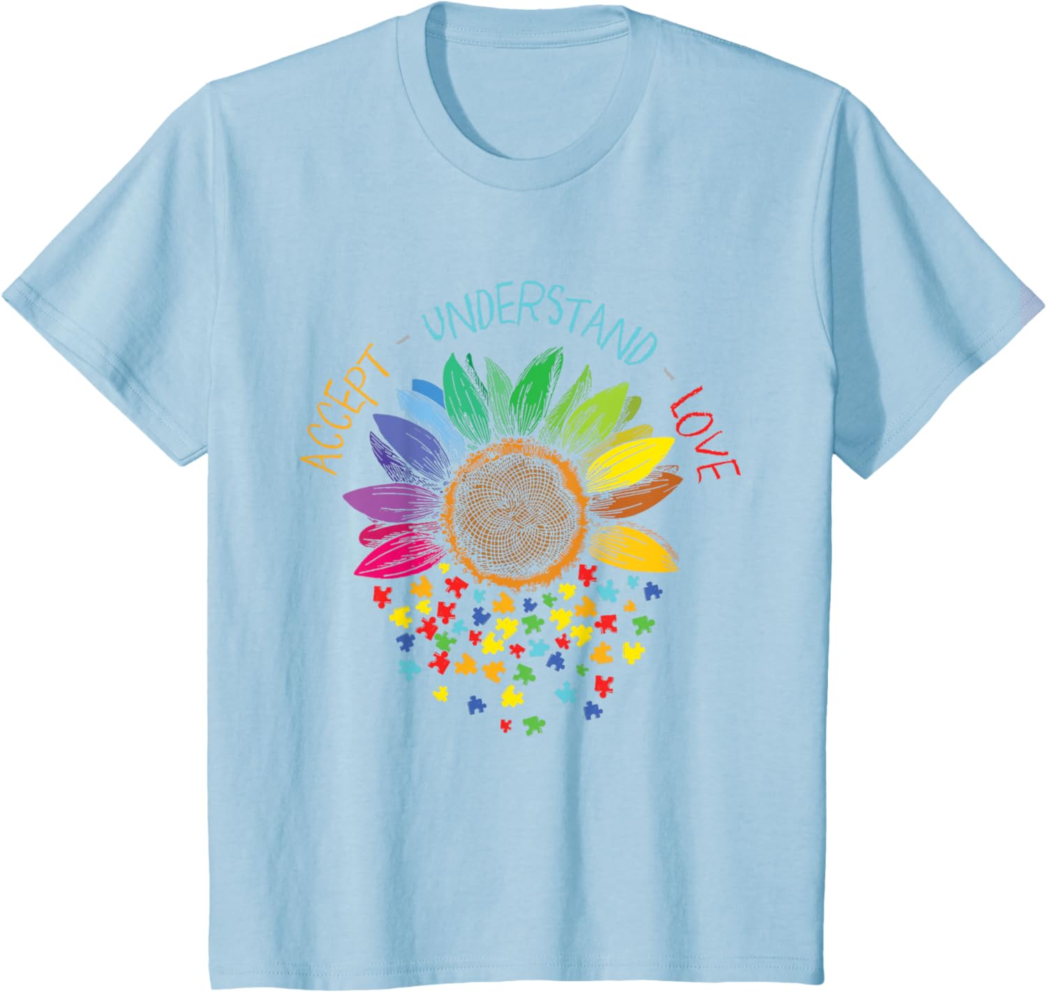 Autism Awareness Accept Understand Love ASD Rainbow Flower