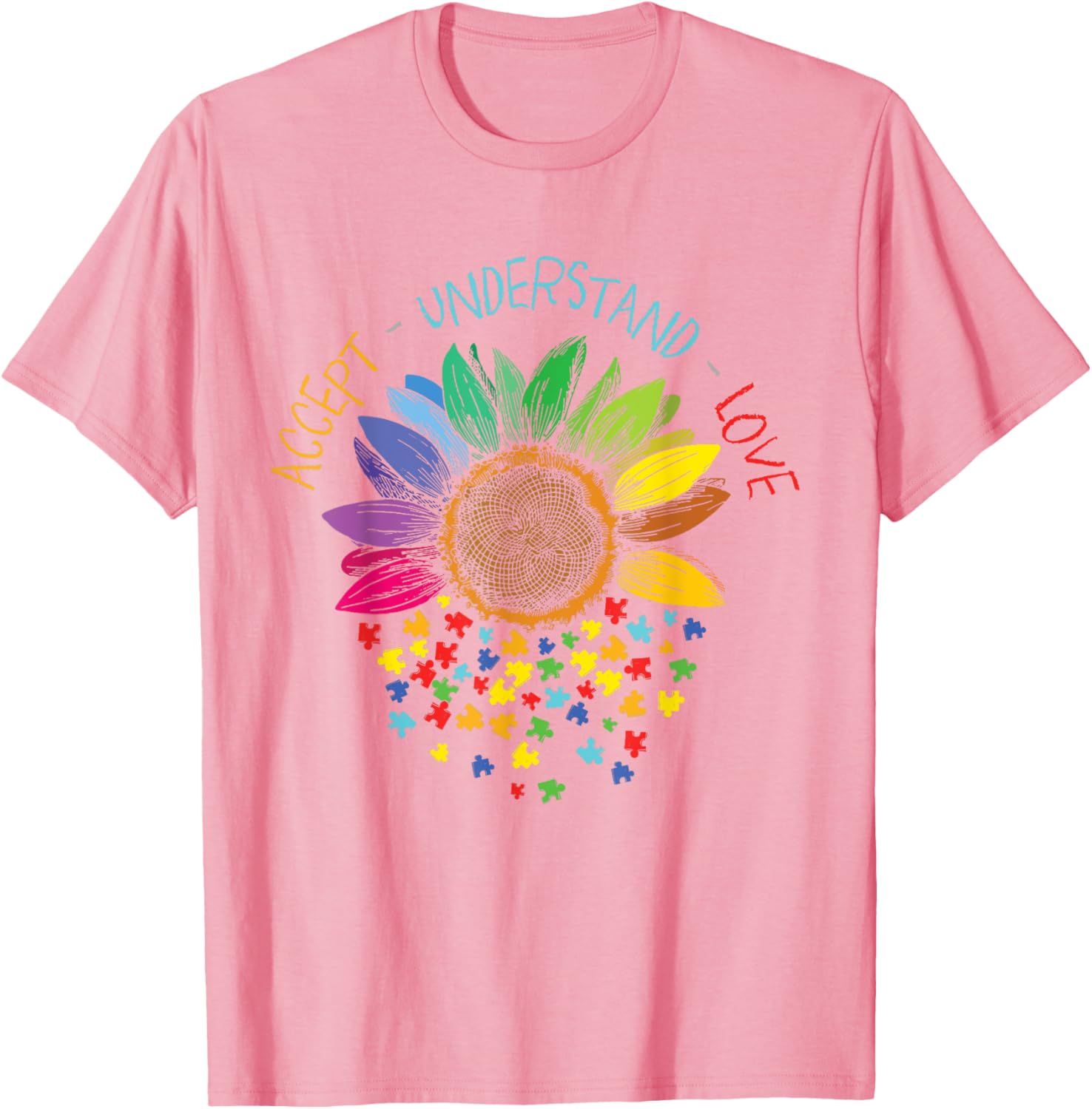 Autism Awareness Accept Understand Love ASD Rainbow Flower