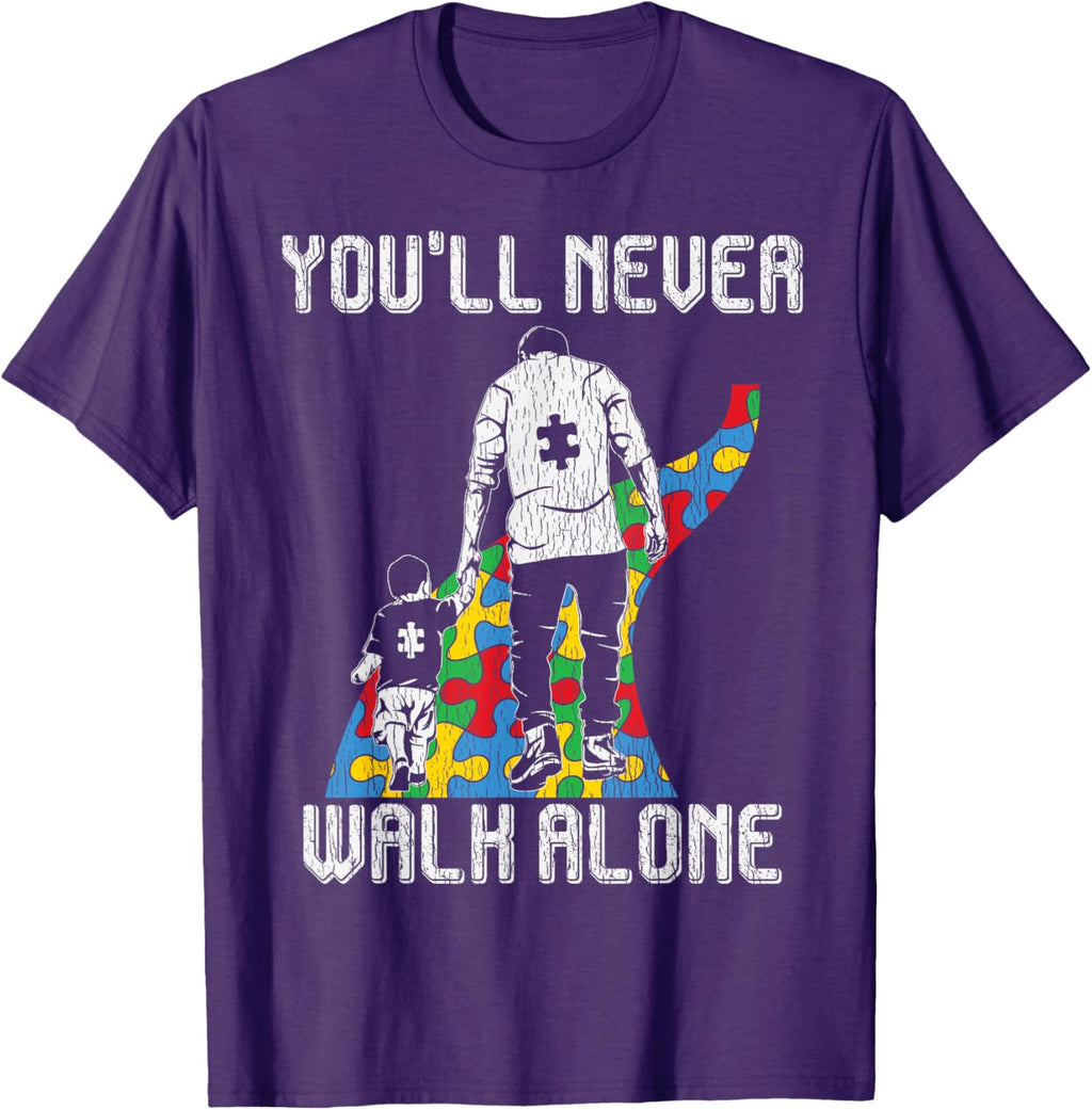 Vintage Father Son Family Autistic Kids Autism Awareness Dad