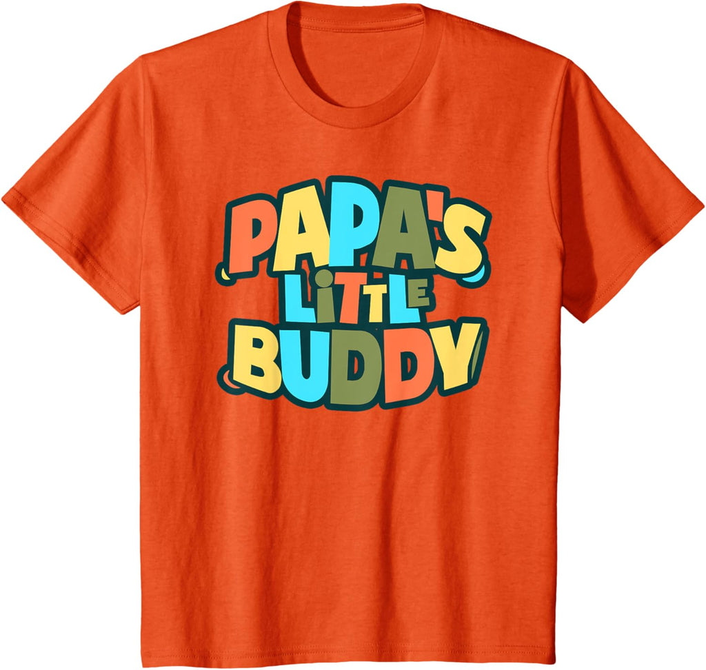 Kids Papa's Little Buddy Shirt Cute Toddlers Fathers Day Outfit