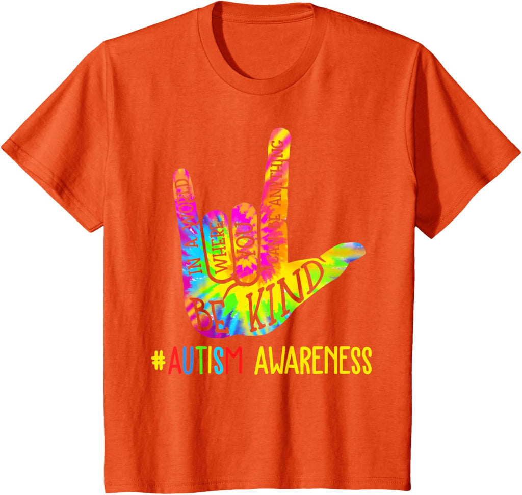 Be Kind ASL Love Sign Language Hand Autism Awareness Tie Dye