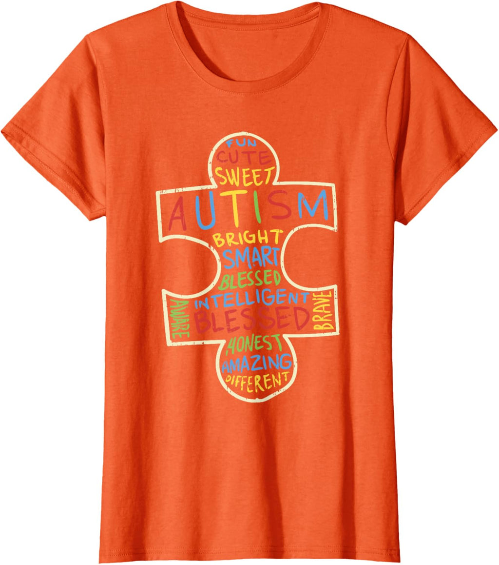 Autism Awareness Shirt Puzzle Piece Words Autistic Gift