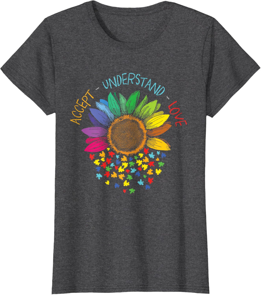 Autism Awareness Accept Understand Love ASD Rainbow Flower