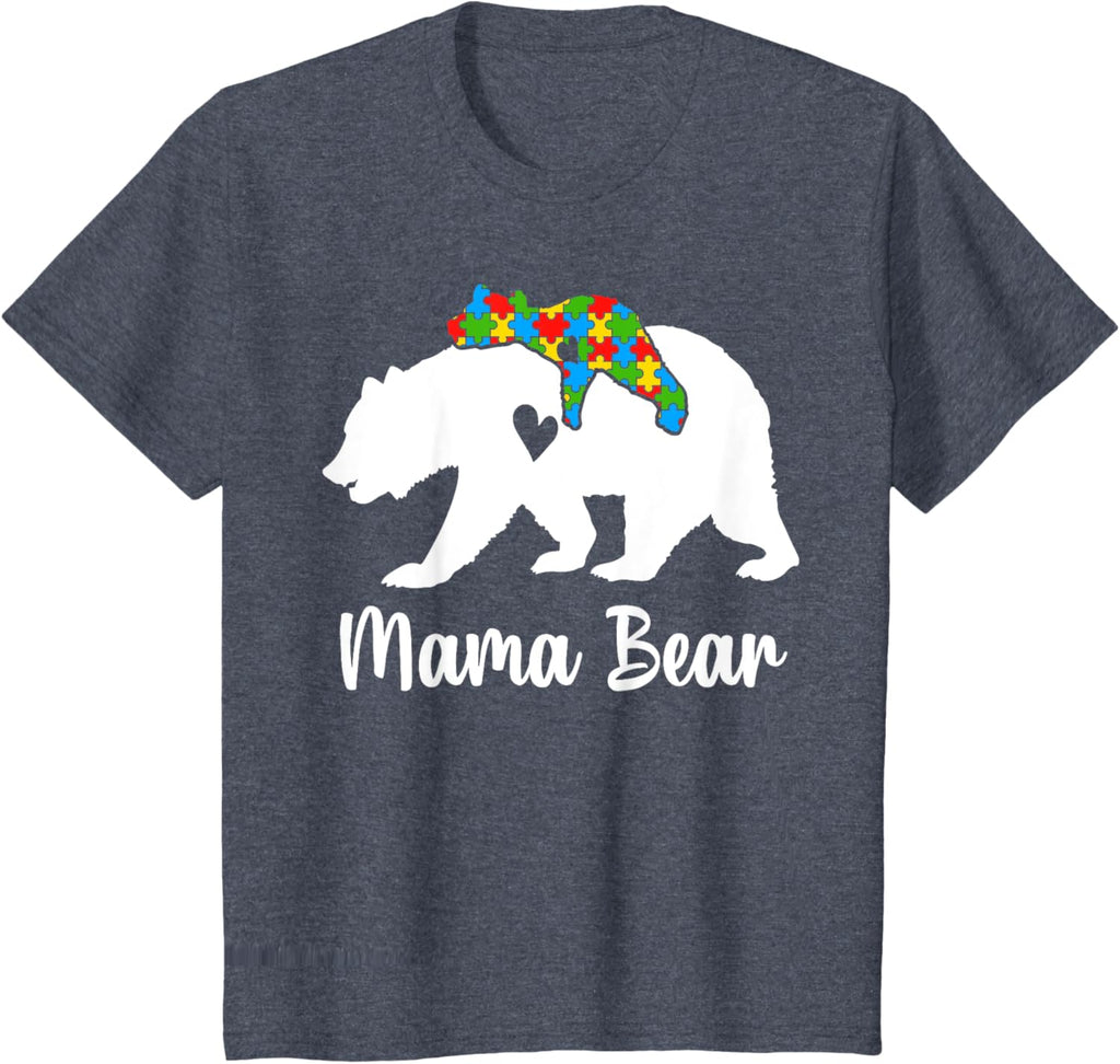 Mama Bear Love Support Autism Awareness Bear Family