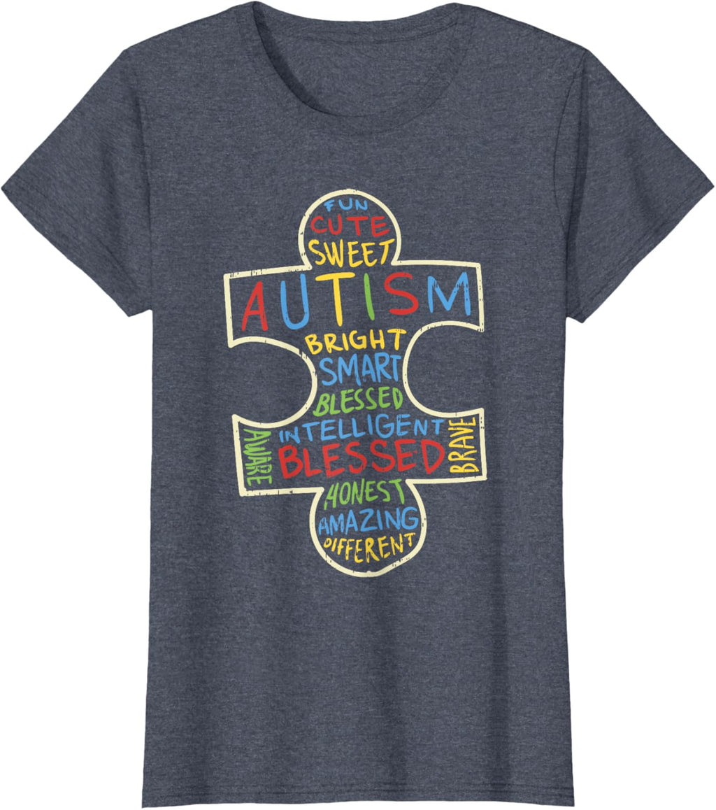 Autism Awareness Shirt Puzzle Piece Words Autistic Gift