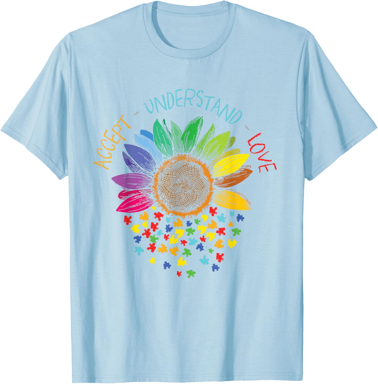 Autism Awareness Accept Understand Love ASD Rainbow Flower