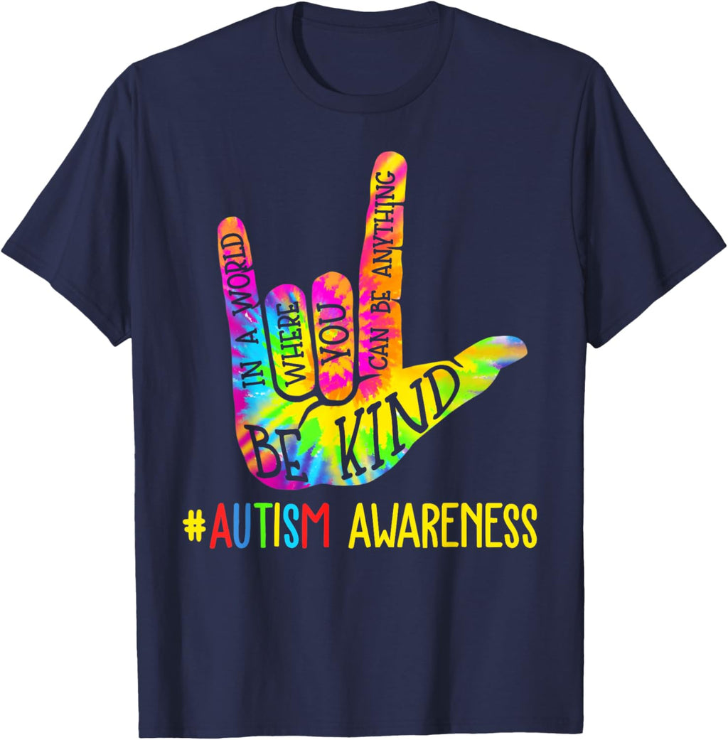 Be Kind ASL Love Sign Language Hand Autism Awareness Tie Dye