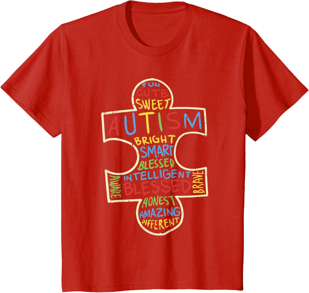 Autism Awareness Shirt Puzzle Piece Words Autistic Gift
