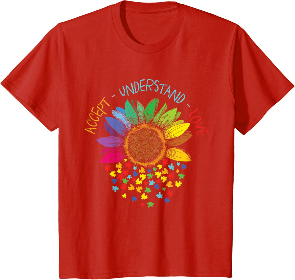 Autism Awareness Accept Understand Love ASD Rainbow Flower