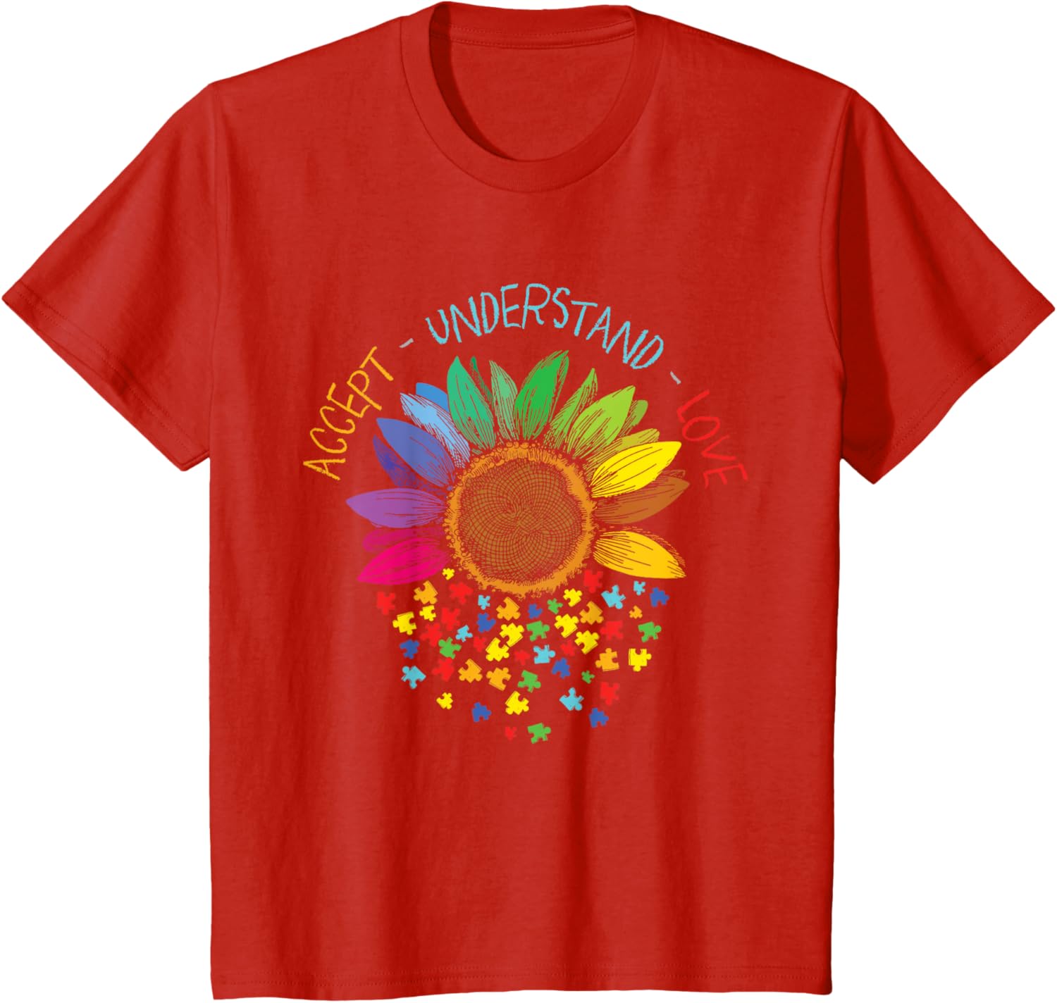 Autism Awareness Accept Understand Love ASD Rainbow Flower