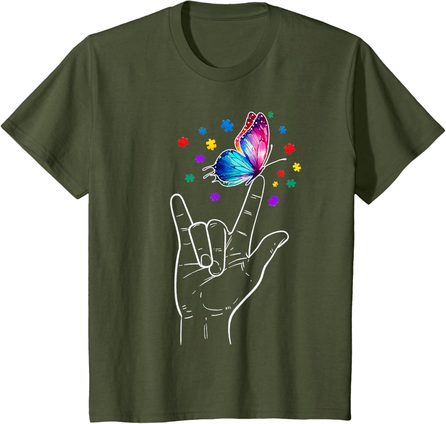 I Love You Hand Sign Language Butterfly Autism Awareness