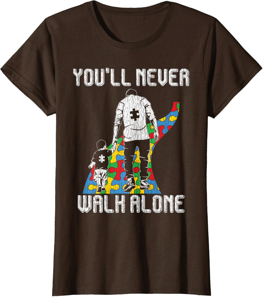 Vintage Father Son Family Autistic Kids Autism Awareness Dad