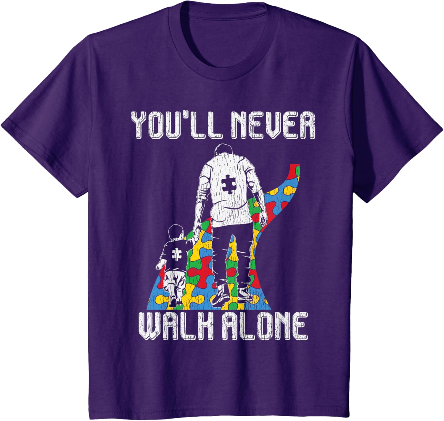 Vintage Father Son Family Autistic Kids Autism Awareness Dad
