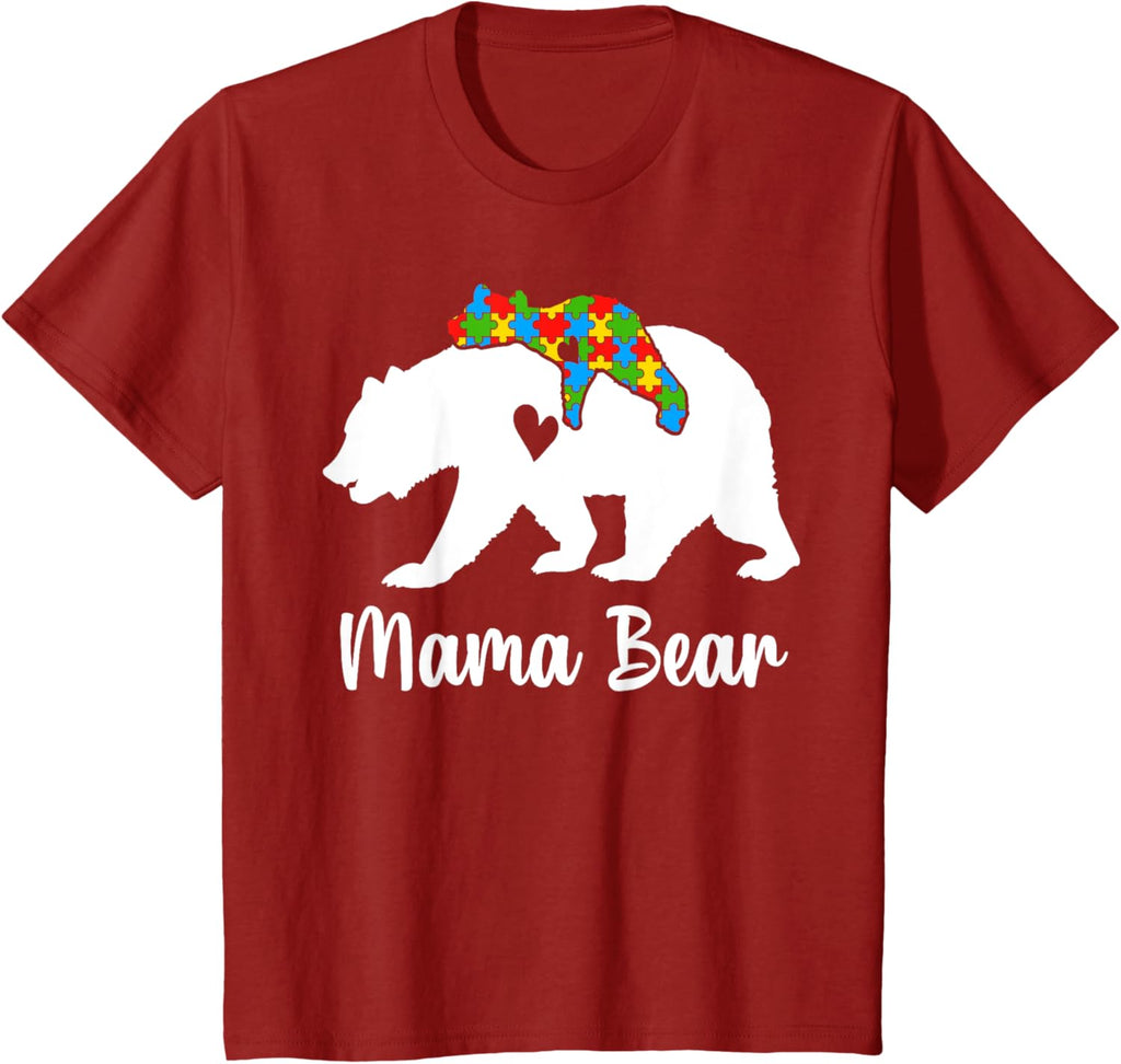 Mama Bear Love Support Autism Awareness Bear Family