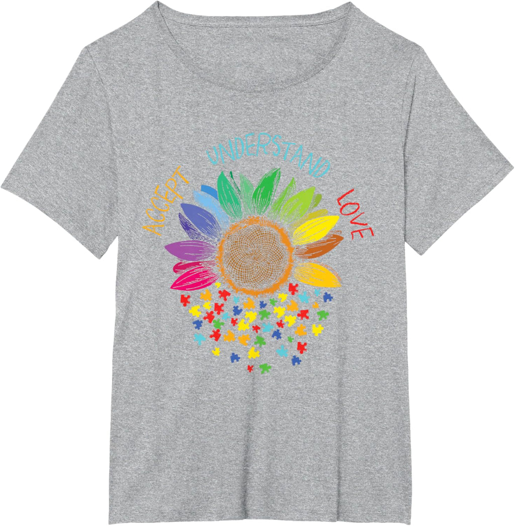 Autism Awareness Accept Understand Love ASD Rainbow Flower