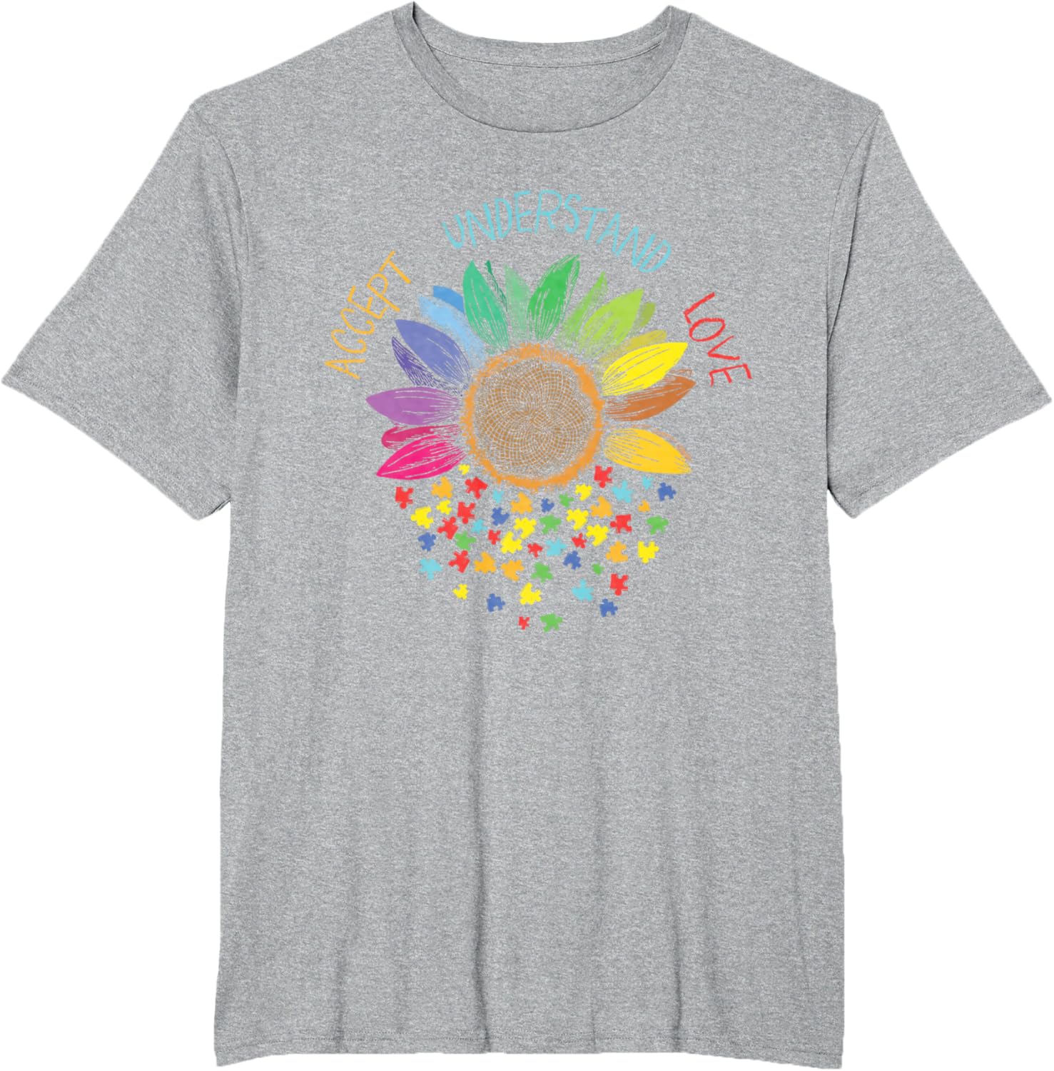 Autism Awareness Accept Understand Love ASD Rainbow Flower